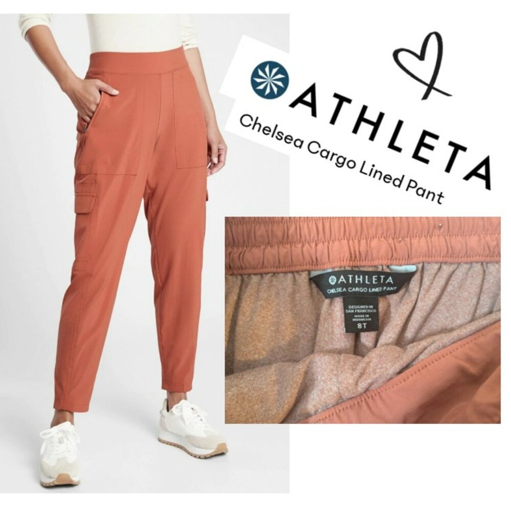 Athleta Chelsea Cargo Lined Pant, Orange, 8 Tall
